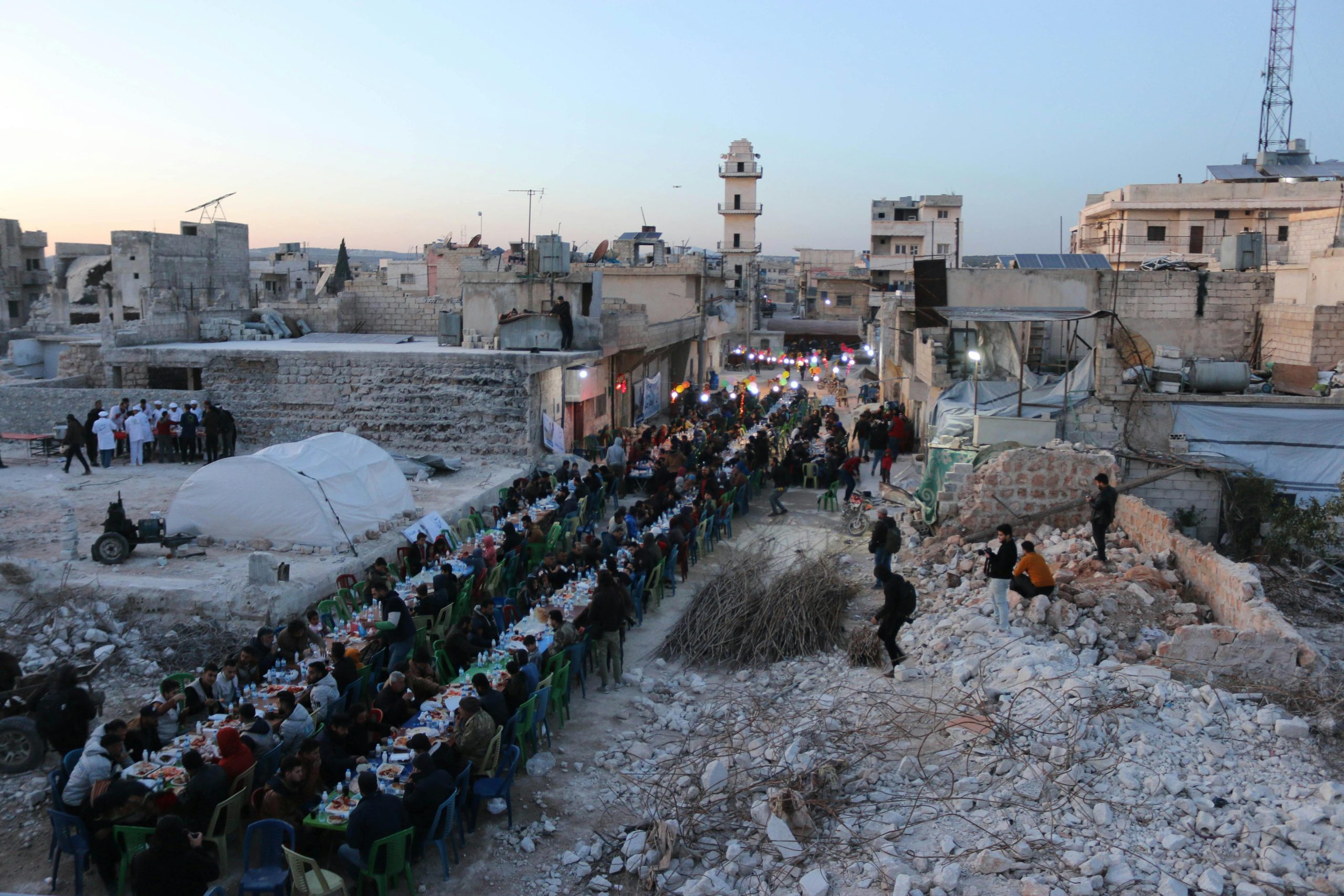 Crowd on a street in Syria